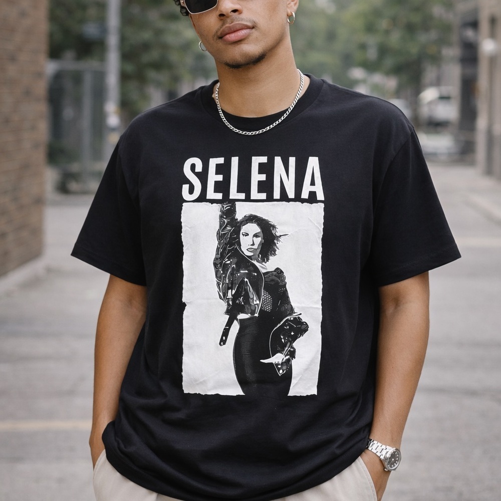 Selena Graphic T-Shirt 3XL Unisex Black Vintage Style Band Tee Tejano Chicano
